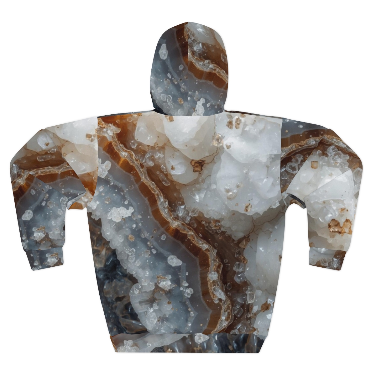 Gorgeous White Brown Marble Crystal Pullover Hoodie