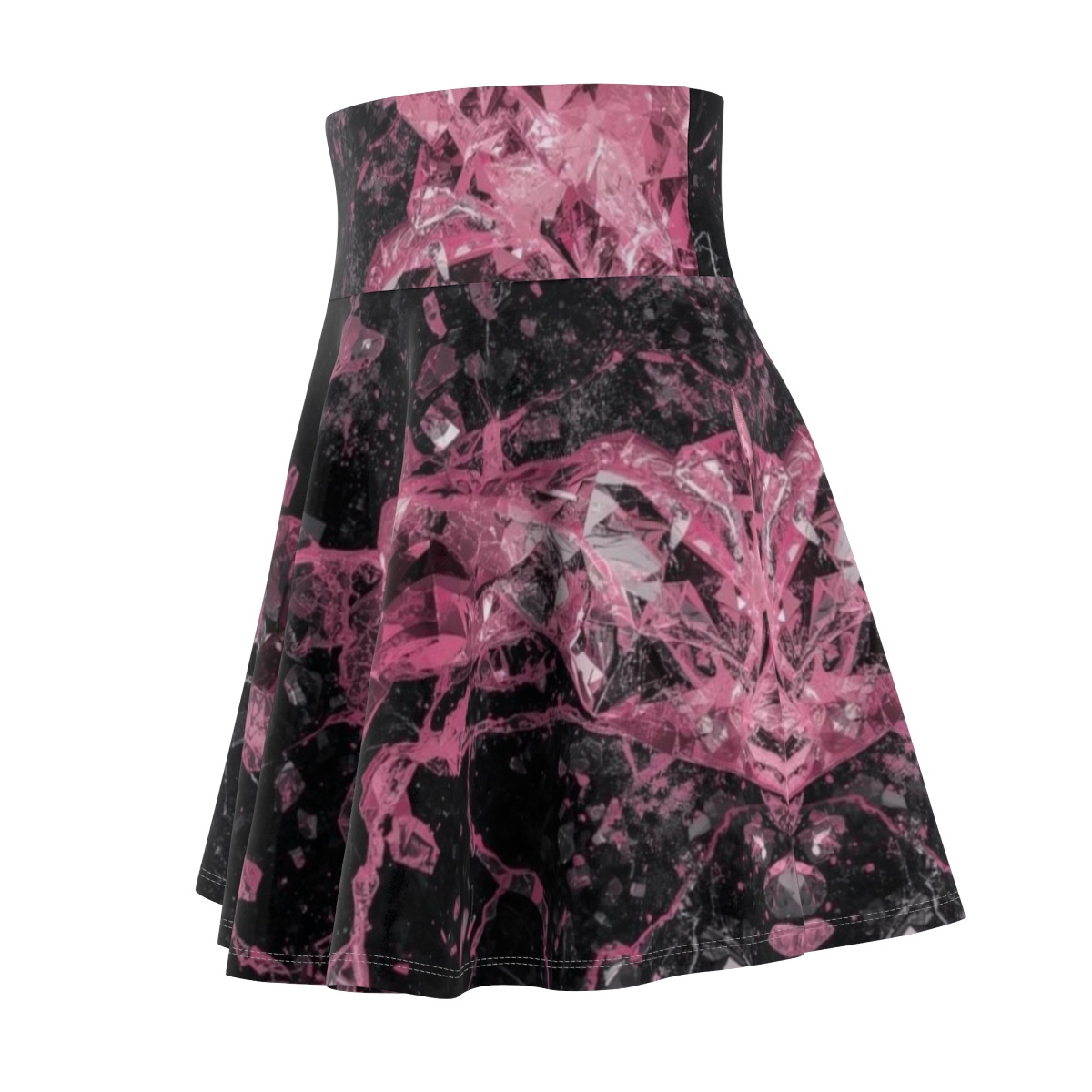 Stunning Pink Black Crystal Skater Skirt