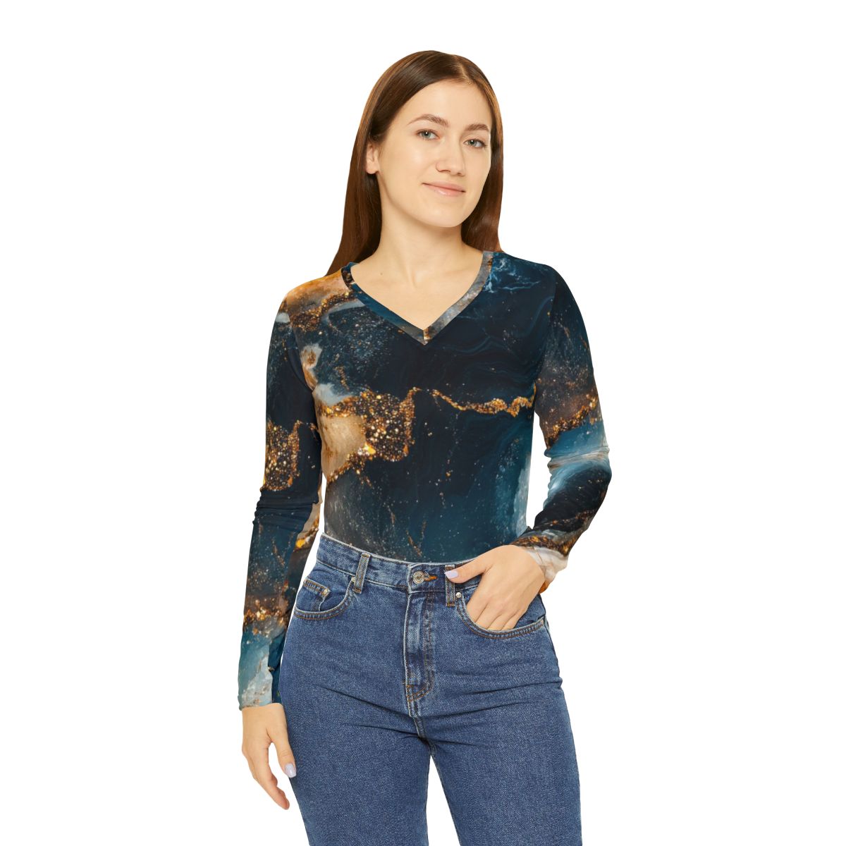 Bohemian Blue Marble long Sleeve Top