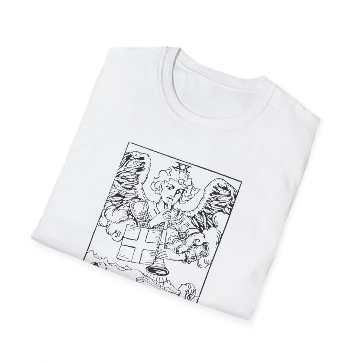 20 - The Judgement Black Vintage Tarot Card Softstyle T-Shirt