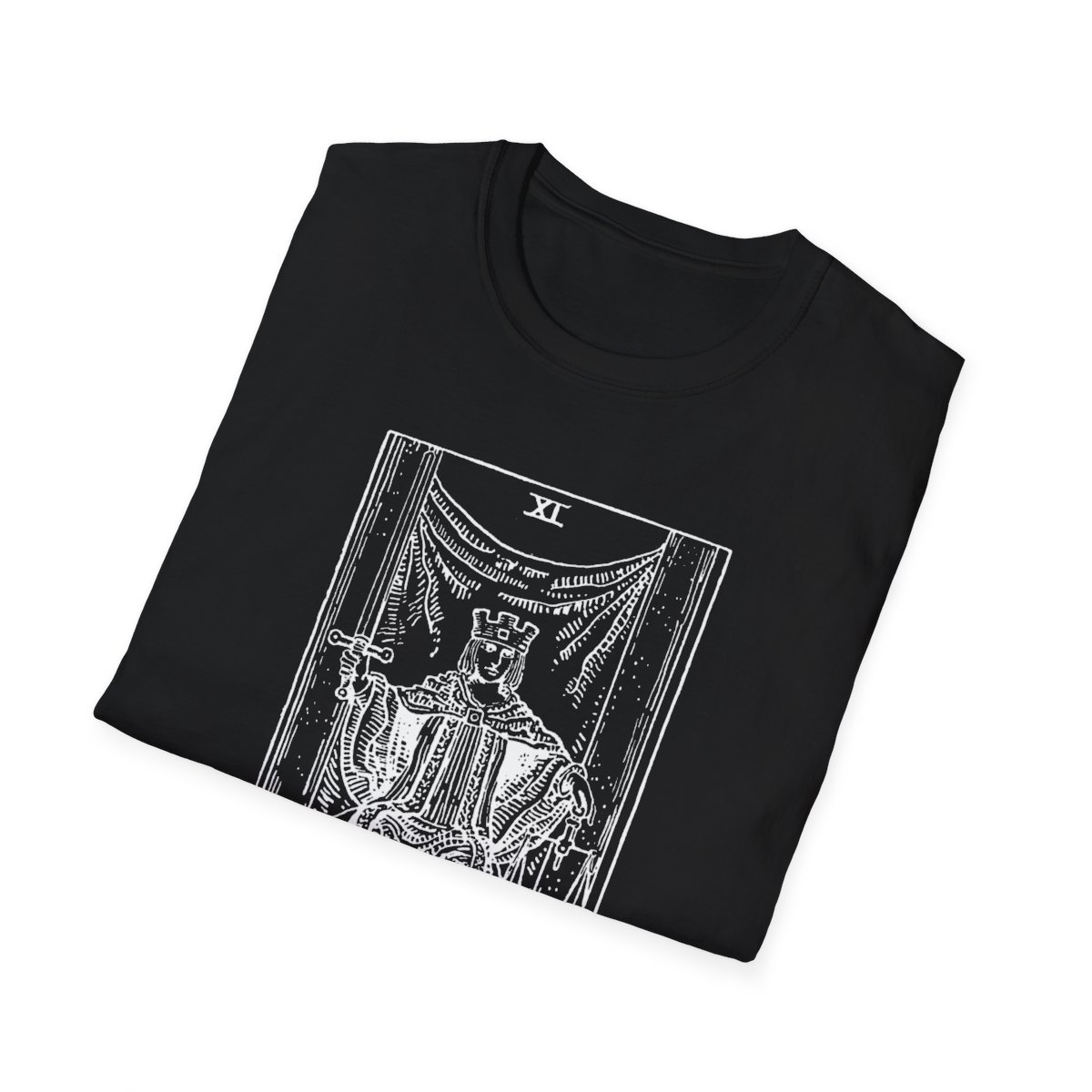 11 - Justice White Vintage Tarot Card Softstyle T-Shirt