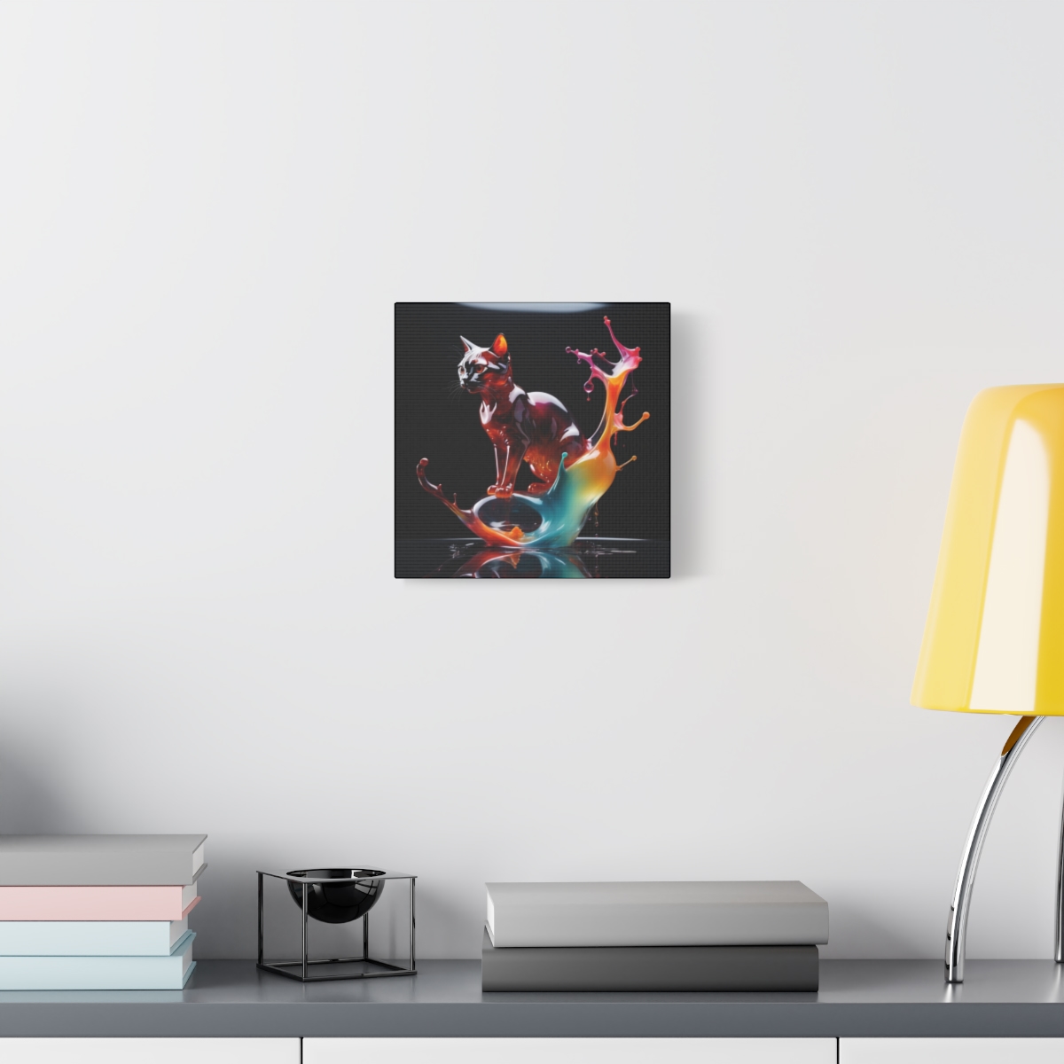 Stunning Unique Colorful Cat Glass Wall Art Canvas