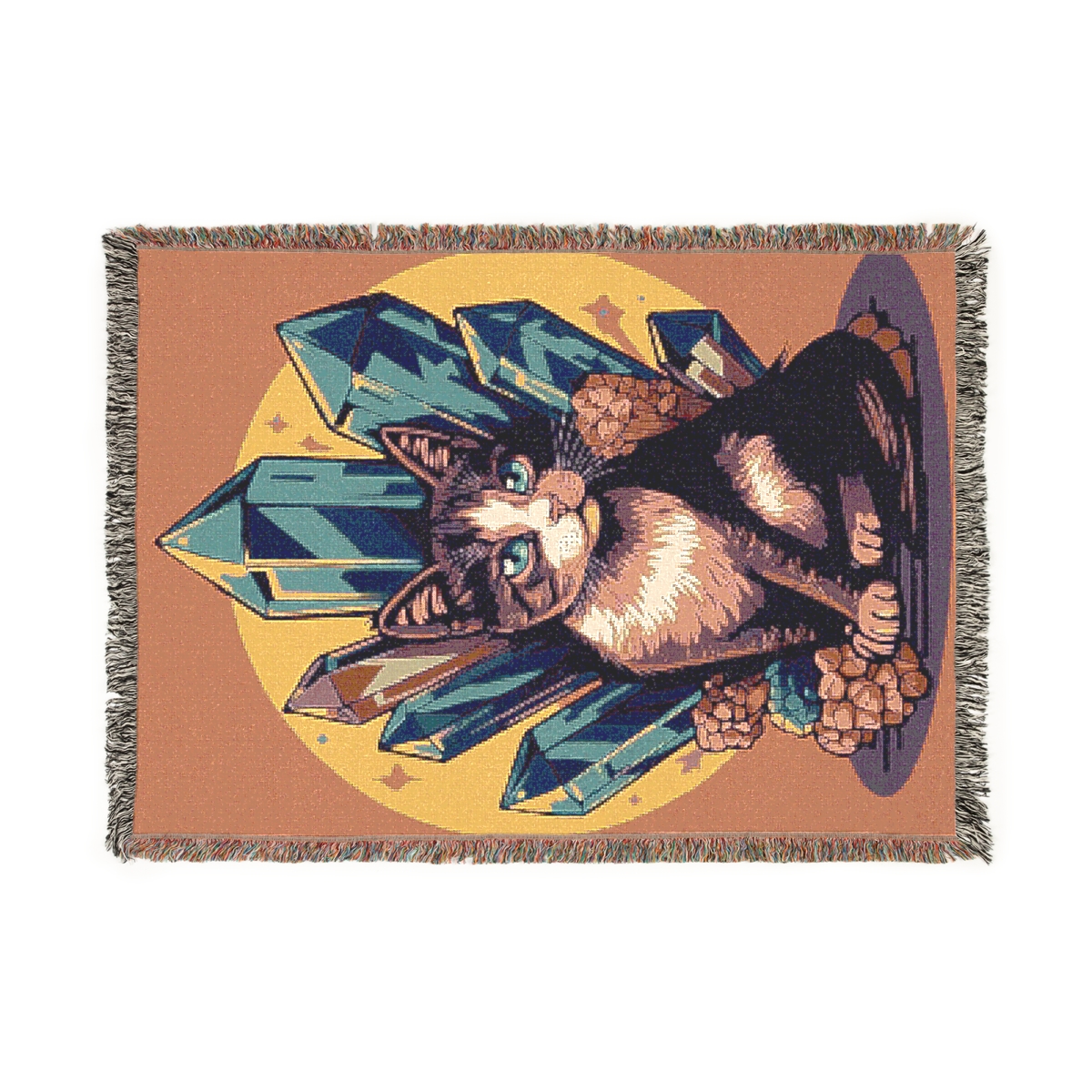 Luxury Cute Cat Crystals Woven Blanket