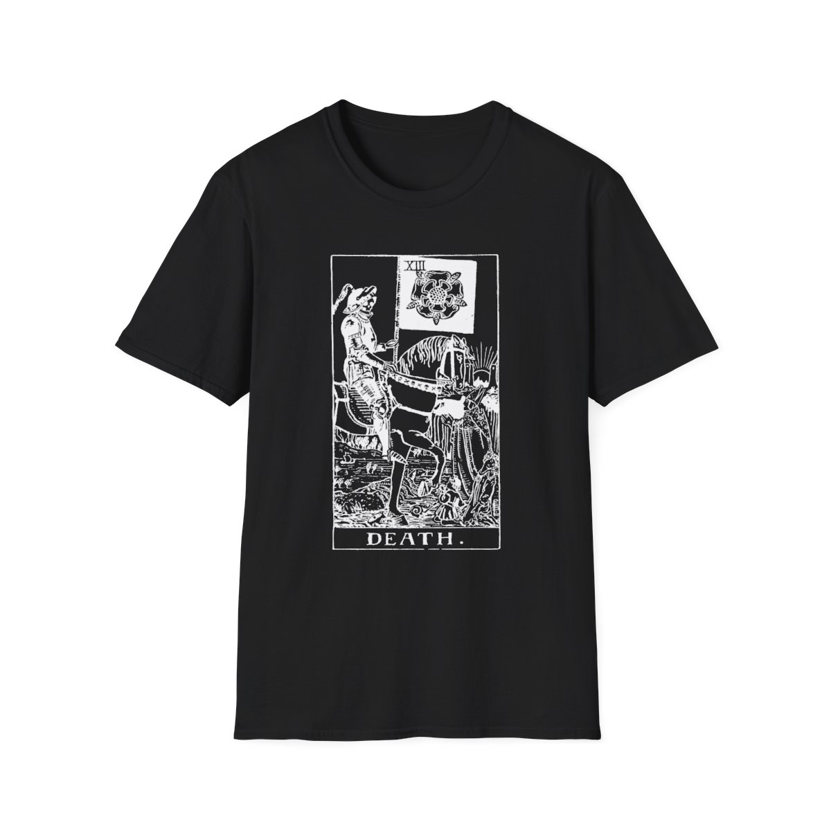 13 - Death White Vintage Tarot Card Softstyle T-Shirt