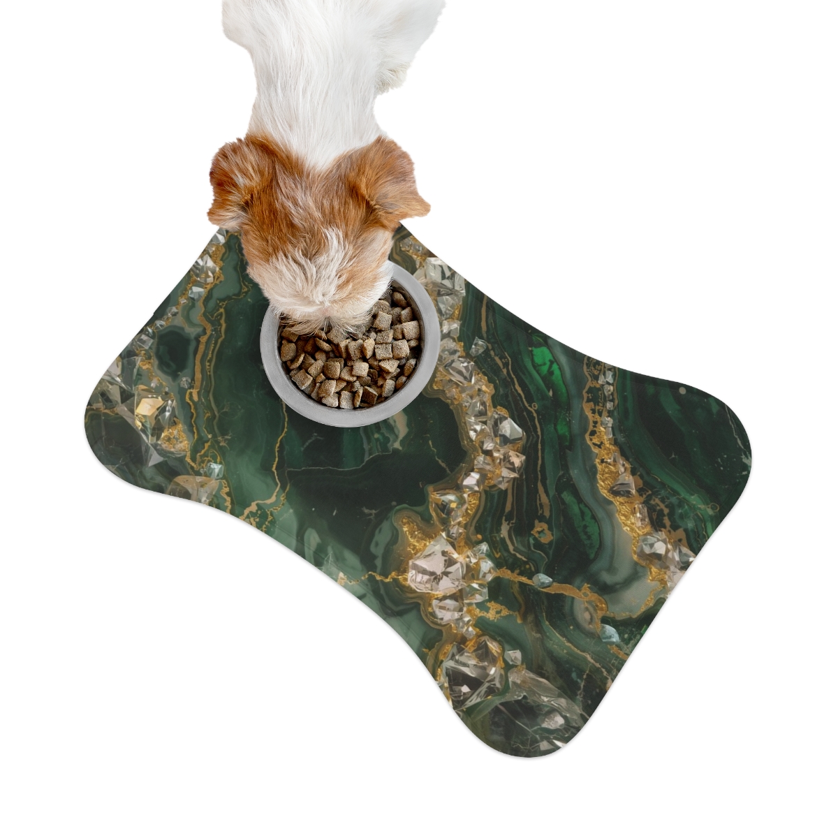 Luxury Green Marble Crystal Pet Feeding Mat