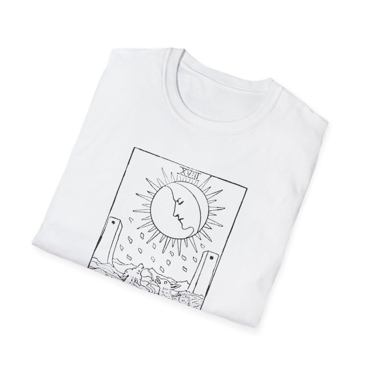 18 - The Moon Black Vintage Tarot Card Softstyle T-Shirt