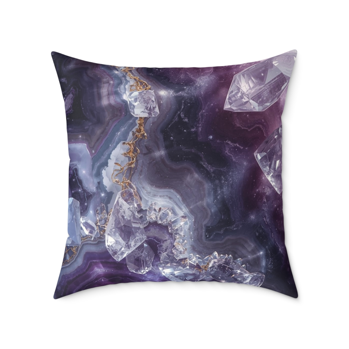 Unique Gorgeous Purple Agate Marble Square Poly Canvas Pillow