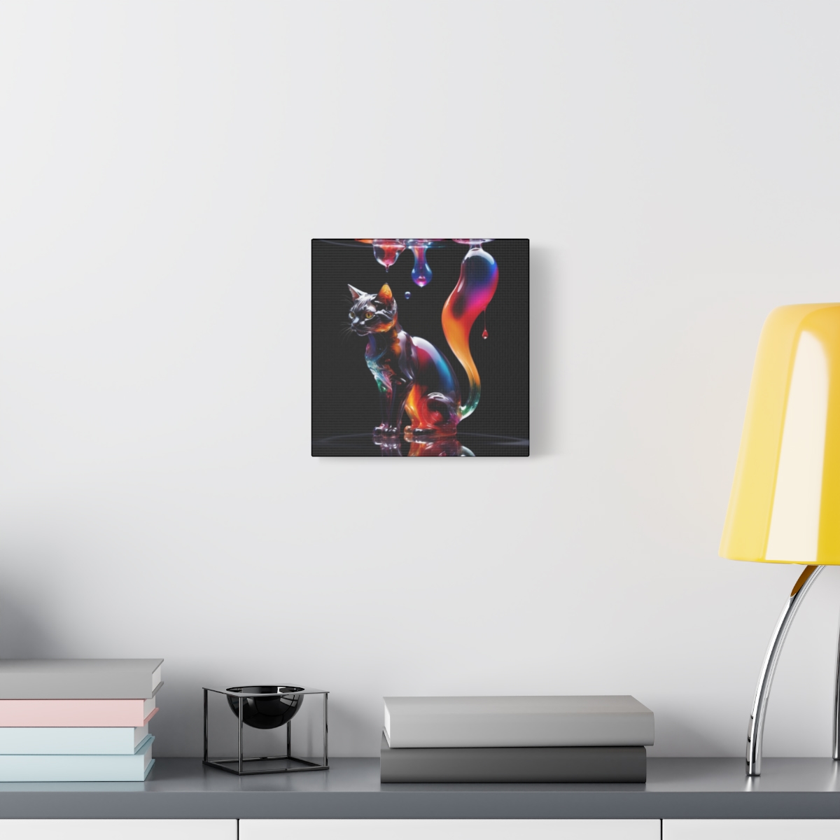 Stunning Unique Colorful Cat Glass Wall Art Canvas