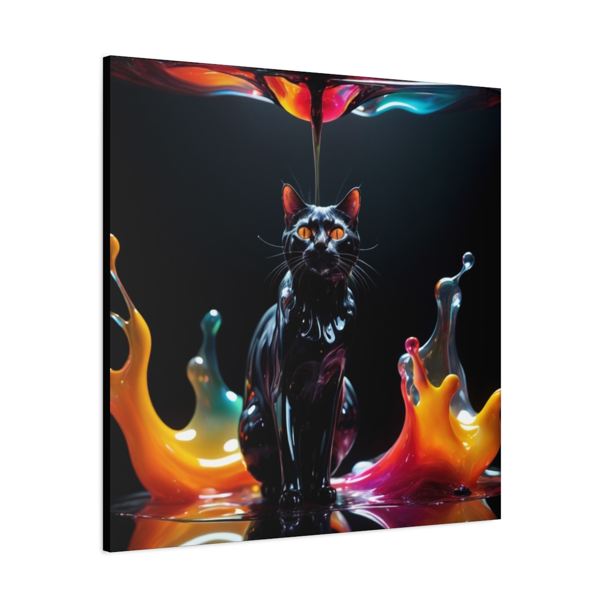 Stunning Unique Colorful Cat Glass Wall Art Canvas