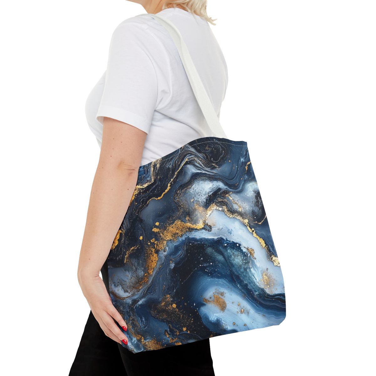 Beautiful Marbled Blue Gold Art Tote Bag