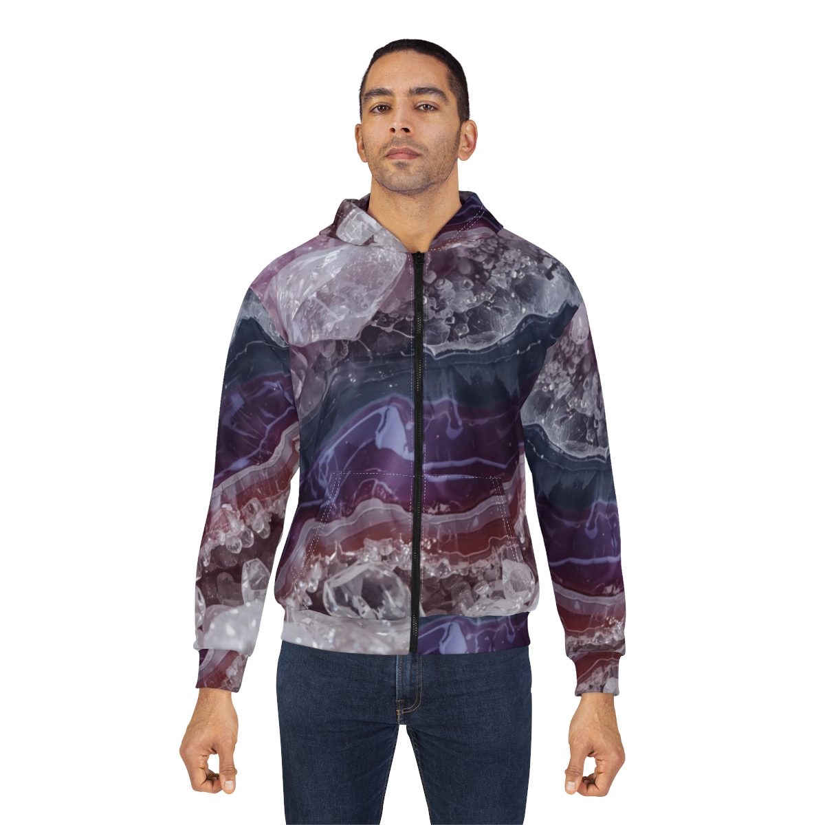 Gorgeous Purple Crystal Agate Zip Hoodie