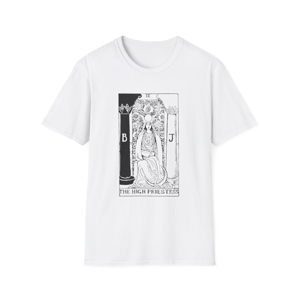 2 - The High Priestess Black Vintage Tarot Card Softstyle T-Shirt