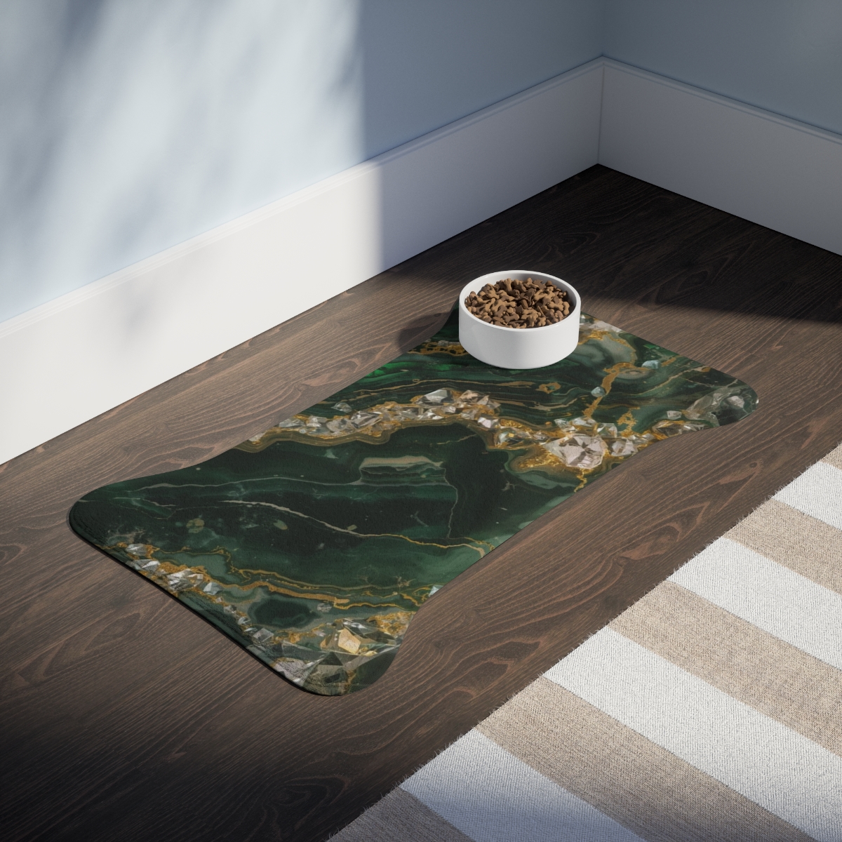 Luxury Green Marble Crystal Pet Feeding Mat