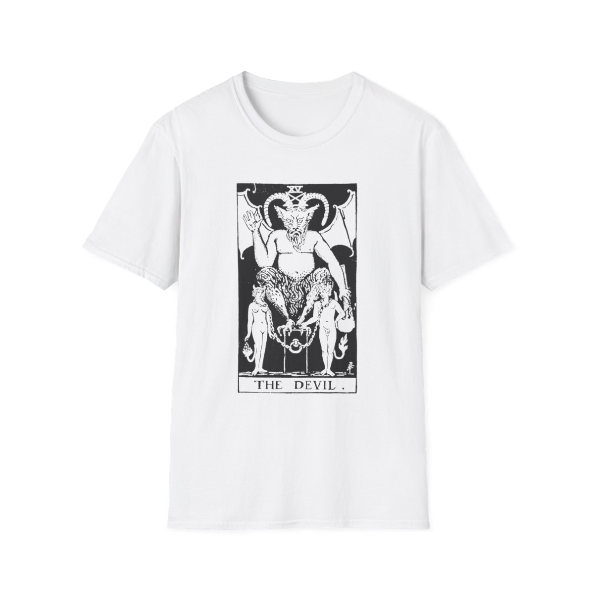 15 - The Devil Black Vintage Tarot Card Softstyle T-Shirt