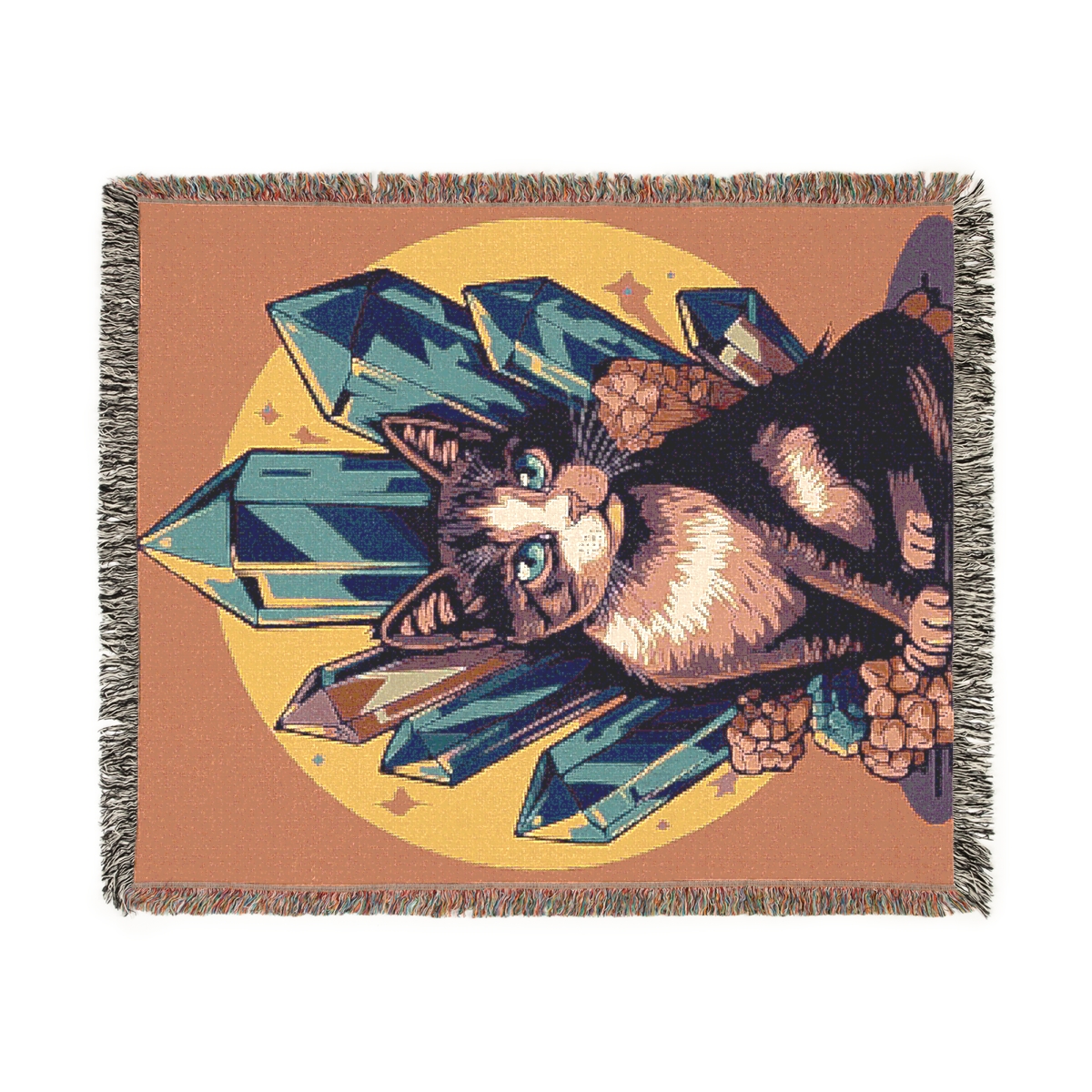 Luxury Cute Cat Crystals Woven Blanket