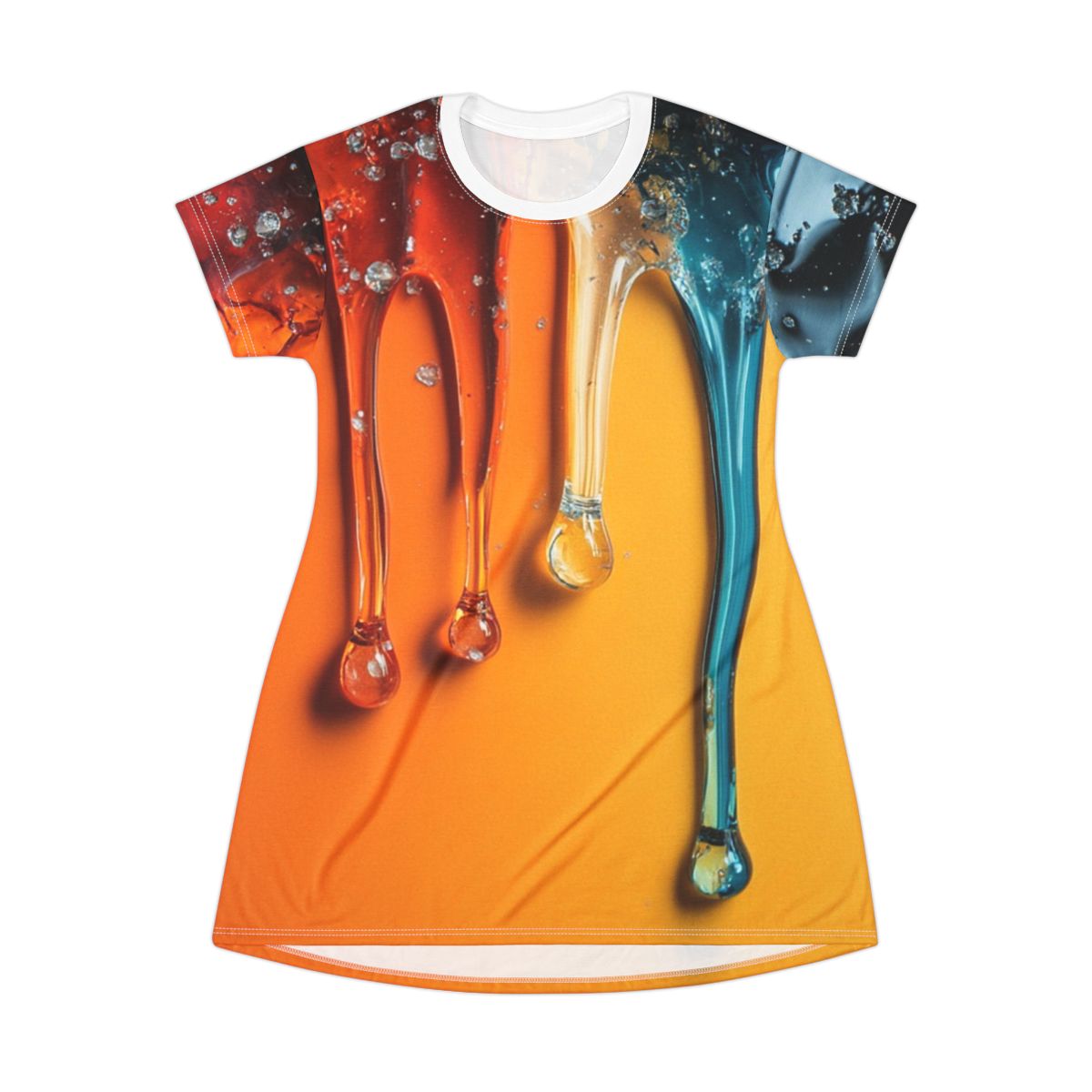 Unique Colorful Drip T-Shirt Dress