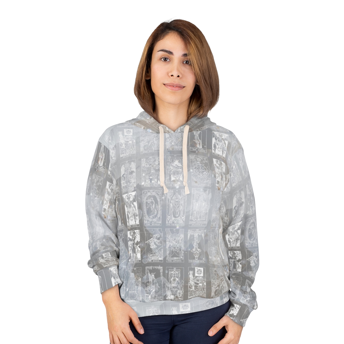 Unique Vintage White Tarot Card Marble Pullover Hoodie