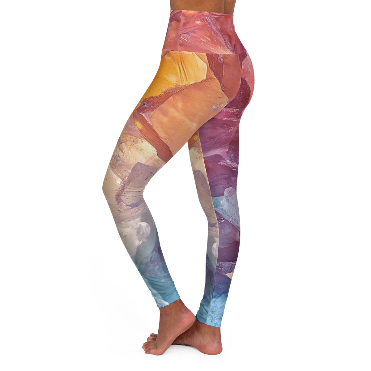 Beautiful Vibrant Colorful Crystal High Waisted Leggings