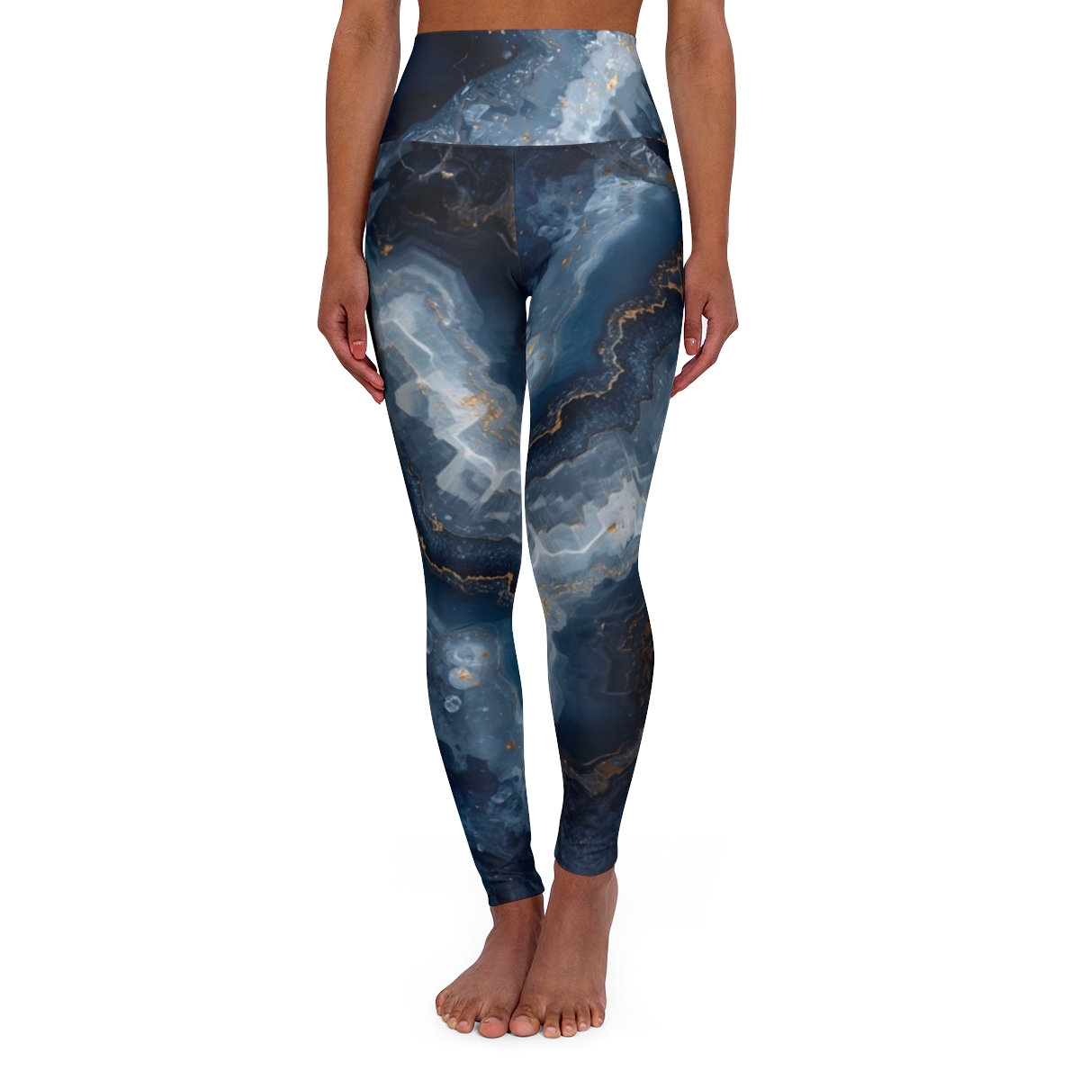 Stunning Blue Gold Agate High Waisted Leggings