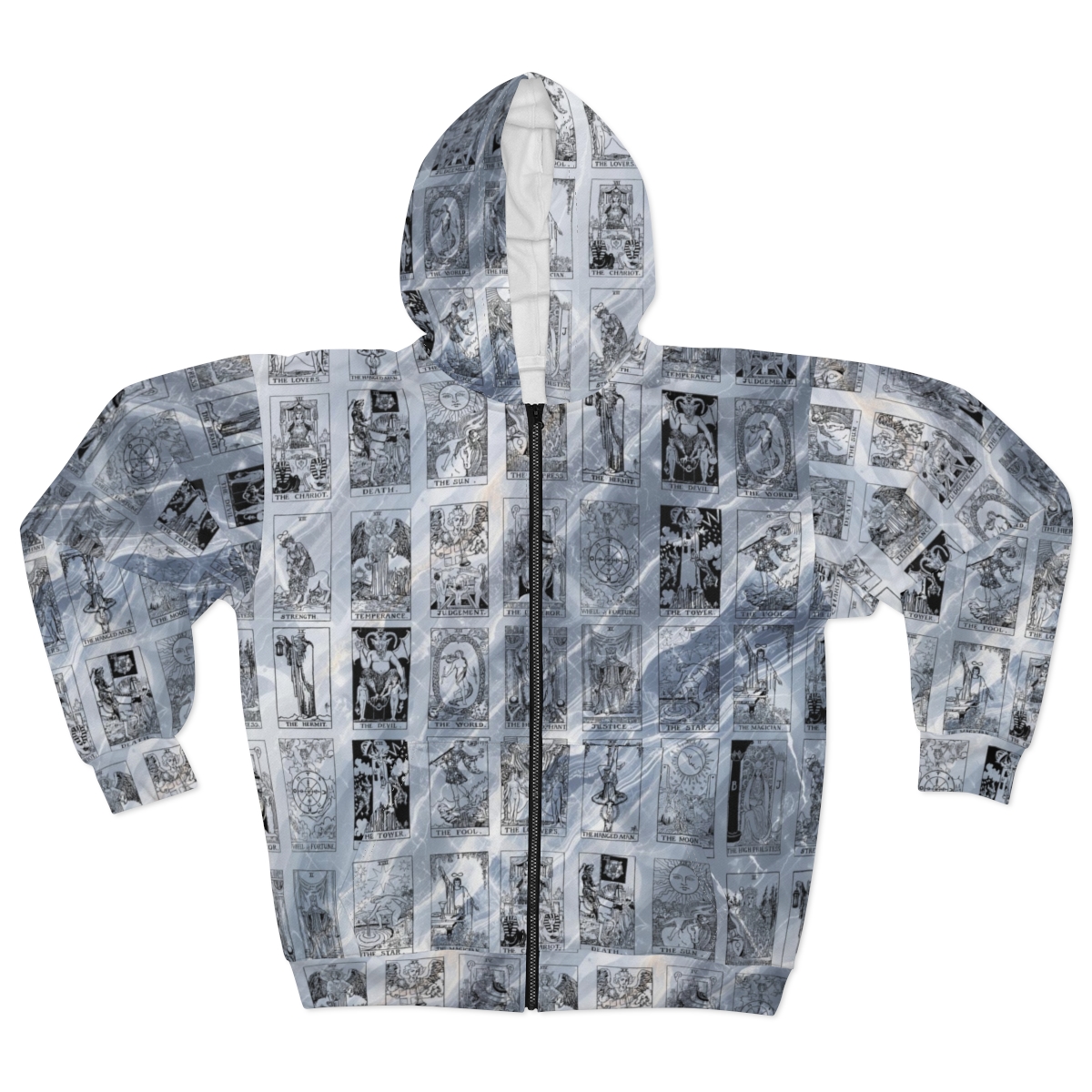 Unique Vintage Black Tarot Card Blue Marble Zip Hoodie