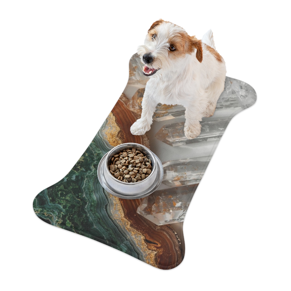Luxury Green Brown Quartz Crystal Pet Feeding Mat