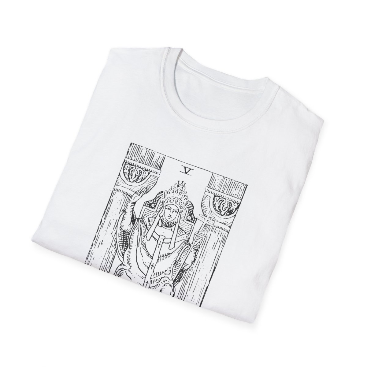 5 - The Hierophant Black Vintage Tarot Card Softstyle T-Shirt