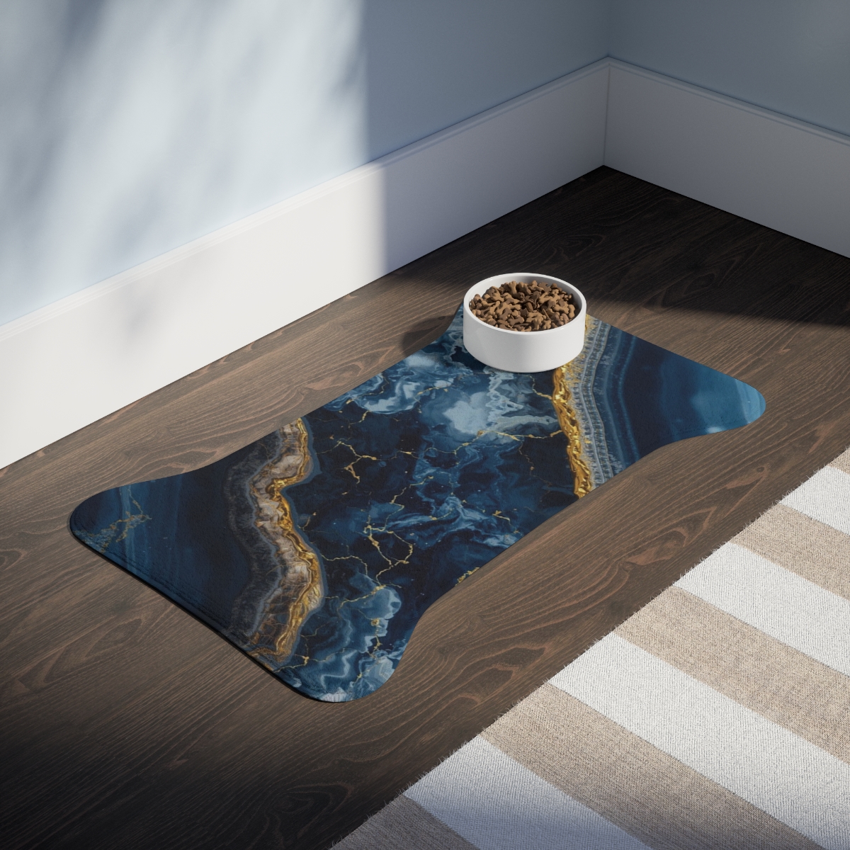 Luxury Blue Marble Pet Feeding Mat