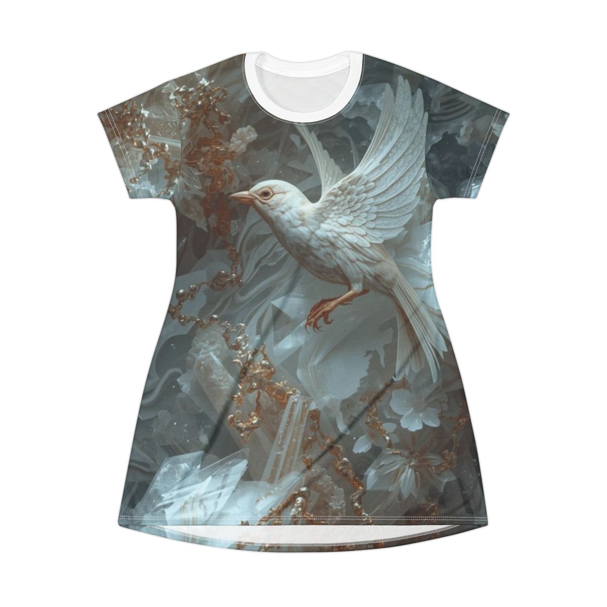 White Bird Crystal T-Shirt Dress