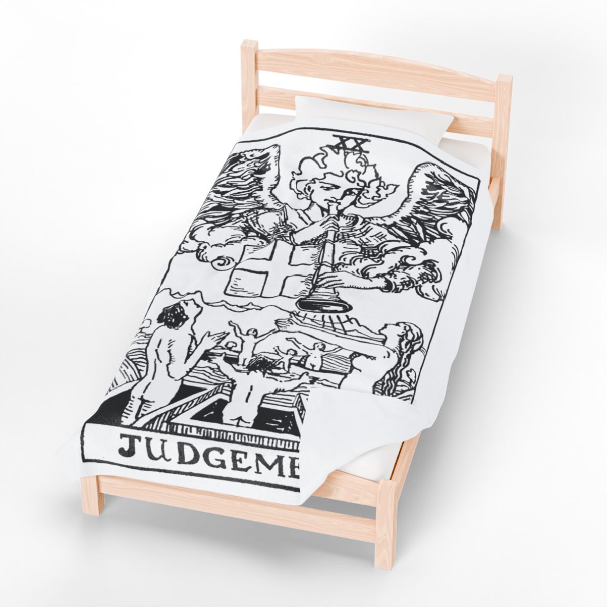 20 - Judgement Black on White Tarot Card Velveteen Plush Blanket 
