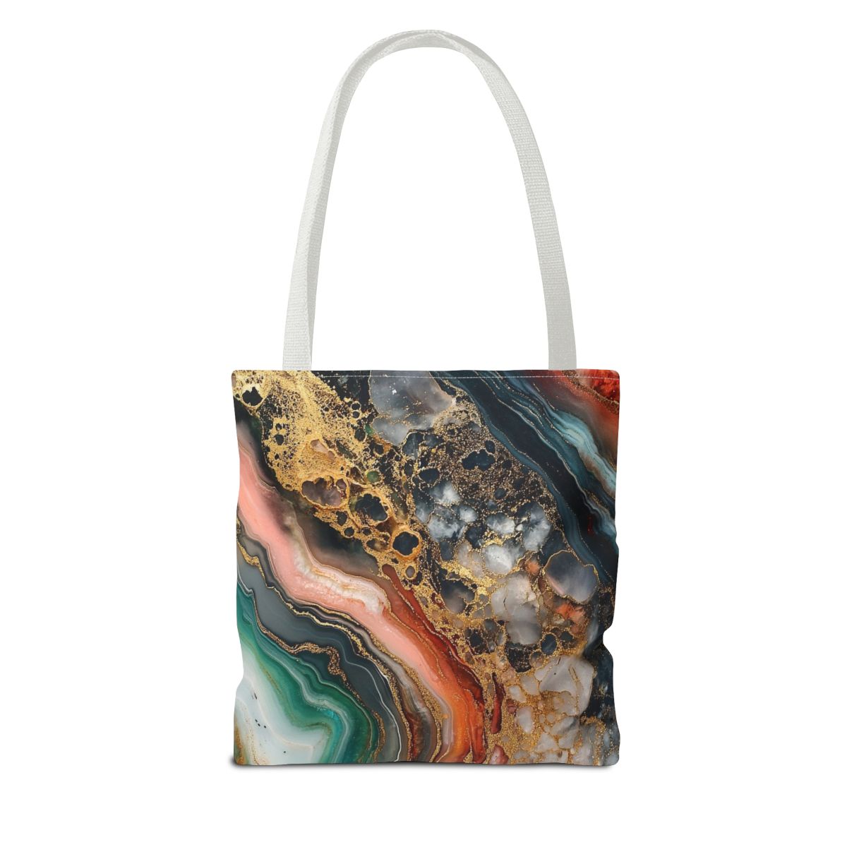 Beautiful Marbled Orange Green Crystal Art Tote Bag