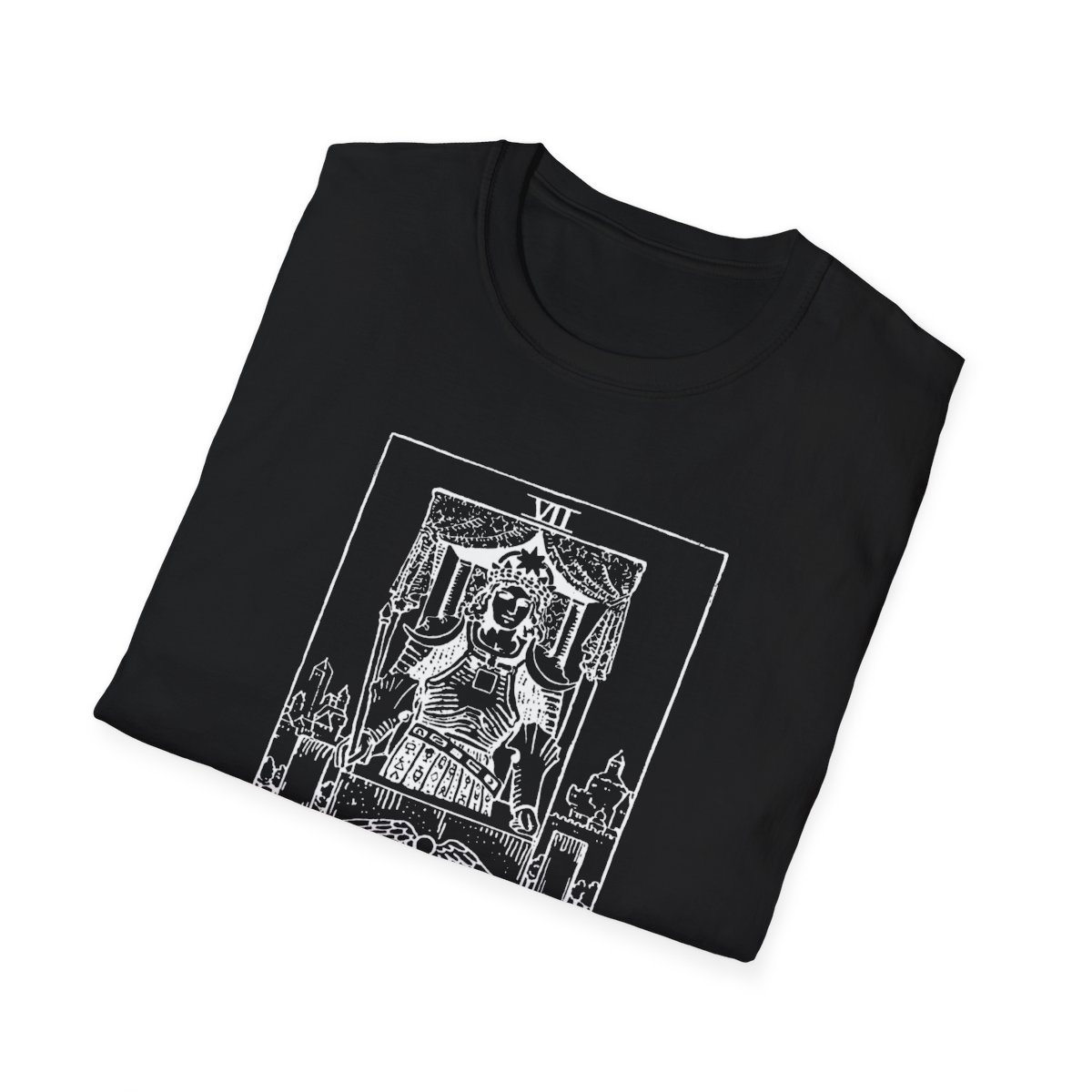 7 - The Chariot White Vintage Tarot Card Softstyle T-Shirt