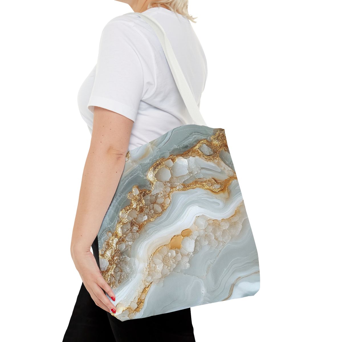 Stunning White Gold Marble Crystal Art Tote Bag
