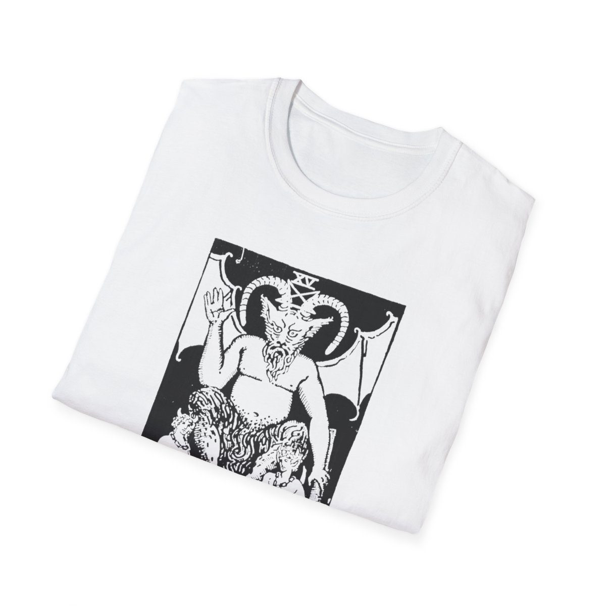 15 - The Devil Black Vintage Tarot Card Softstyle T-Shirt