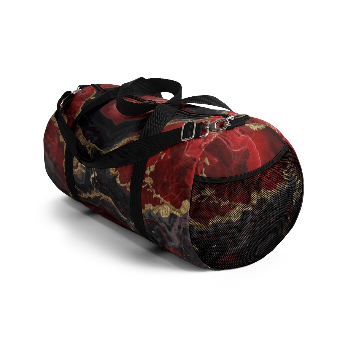 Red Marbled Pattern Duffel Bag 