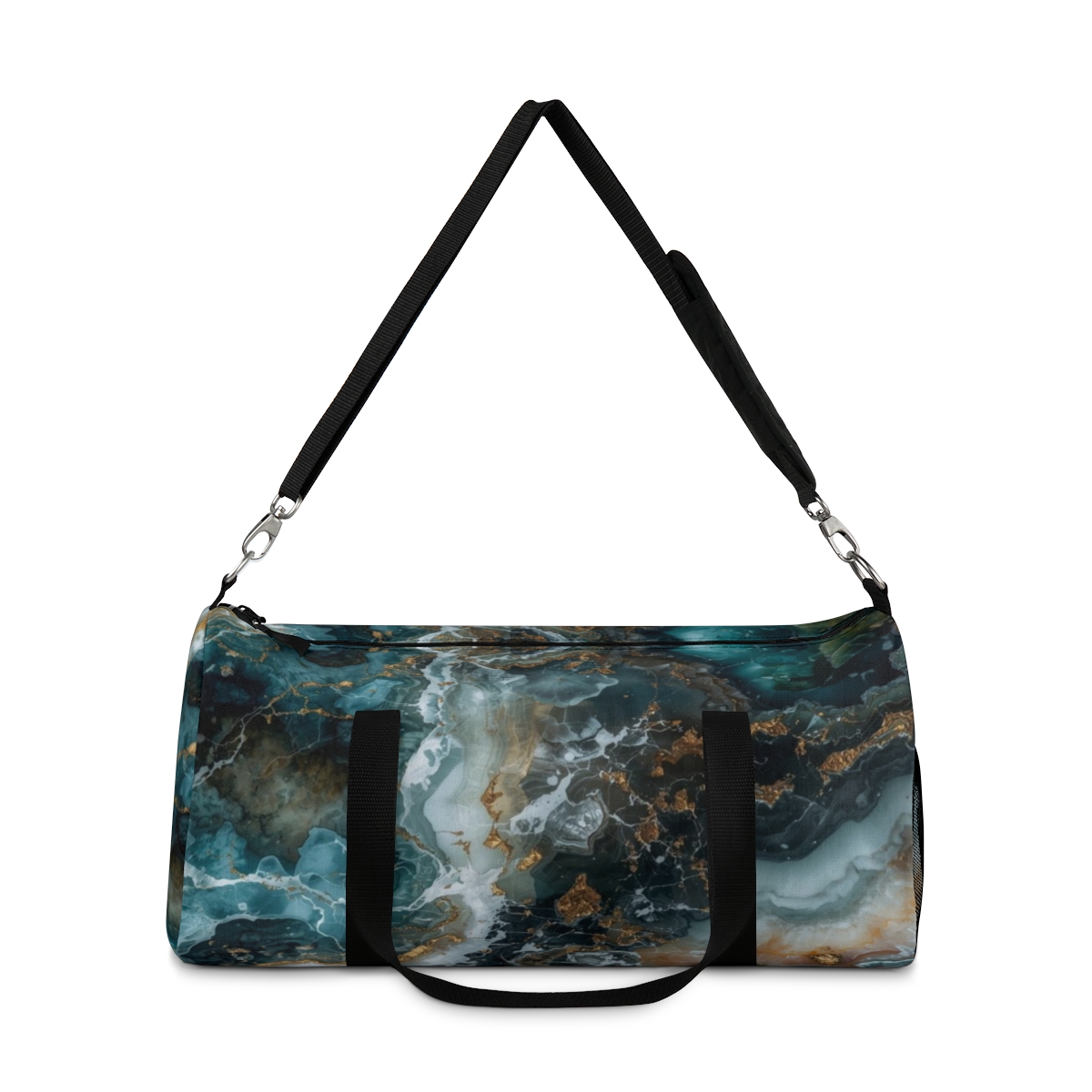 Elegant Blue Marbled Pattern Duffel Bag 