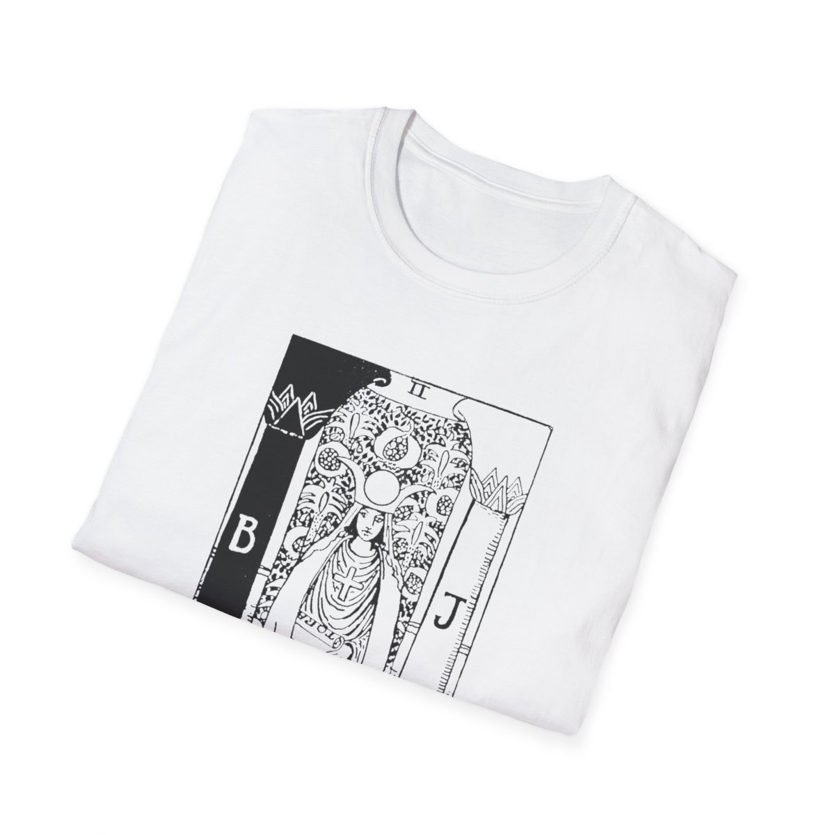 2 - The High Priestess Black Vintage Tarot Card Softstyle T-Shirt