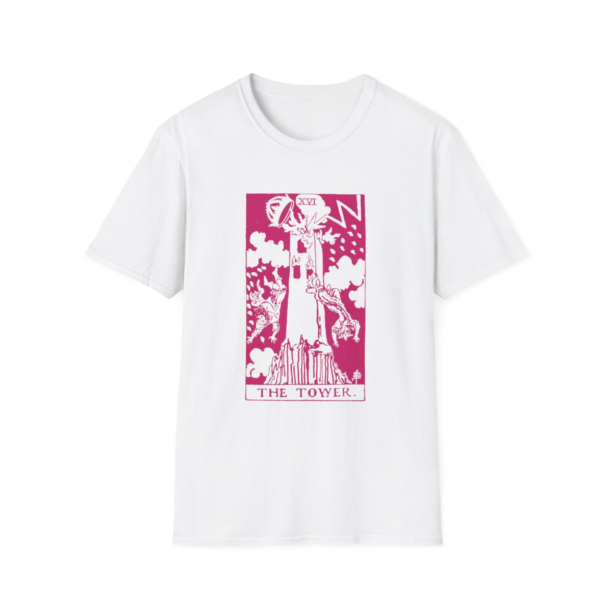 16 - The Tower Vintage Tarot Card Softstyle T-Shirt