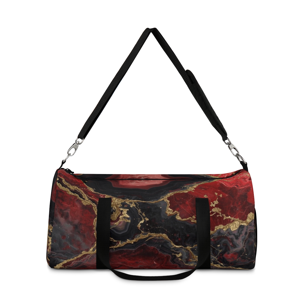 Red Marbled Pattern Duffel Bag 
