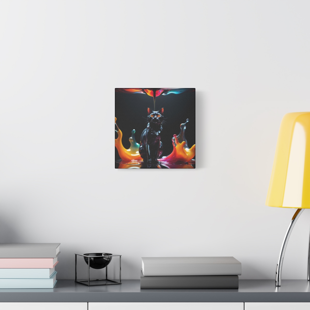 Stunning Unique Colorful Cat Glass Wall Art Canvas