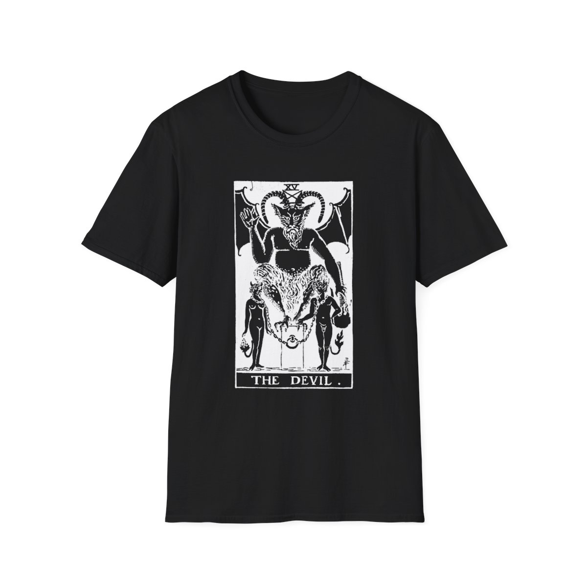 15 - The Devil White Vintage Tarot Card Softstyle T-Shirt