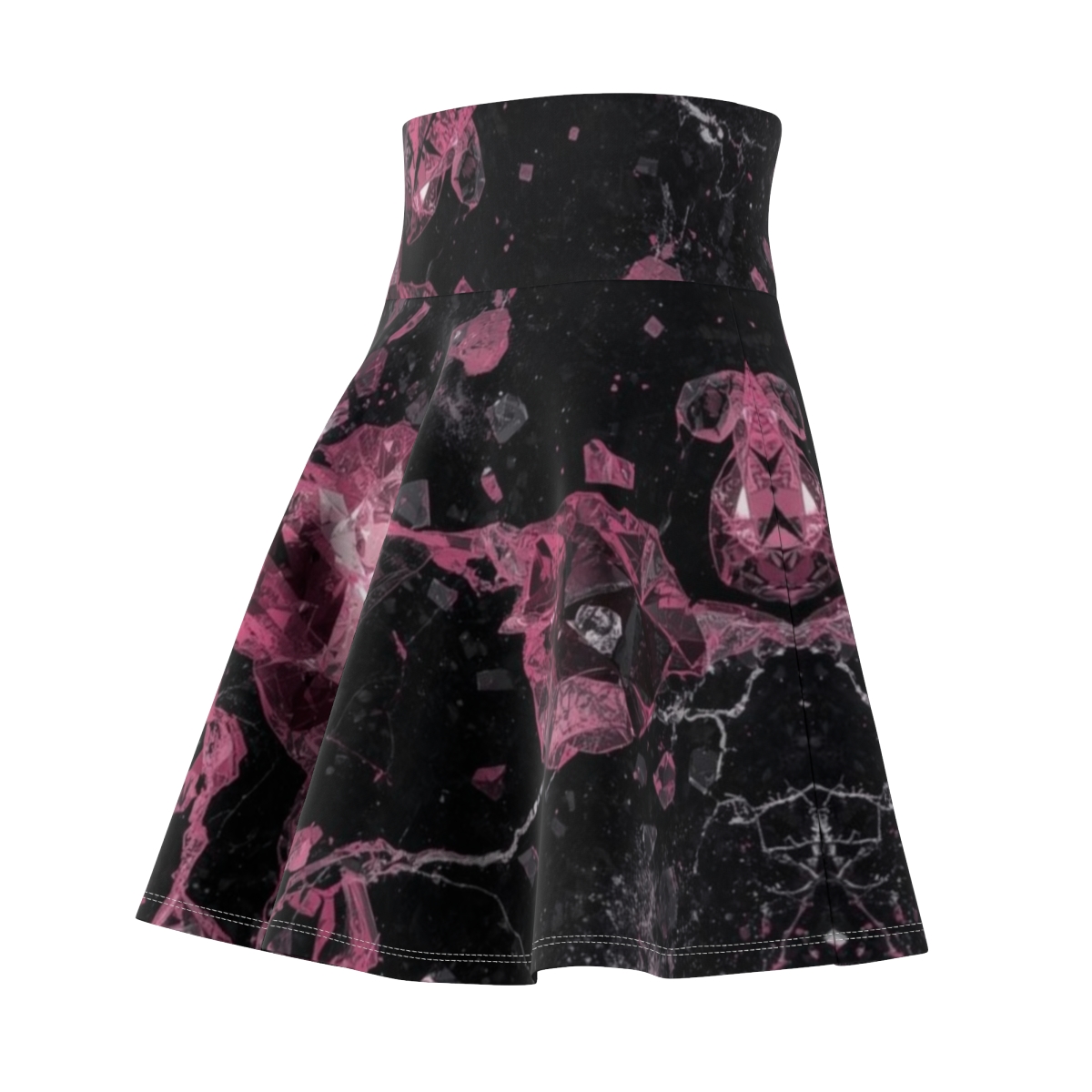 Stunning Pink Black Crystal Skater Skirt