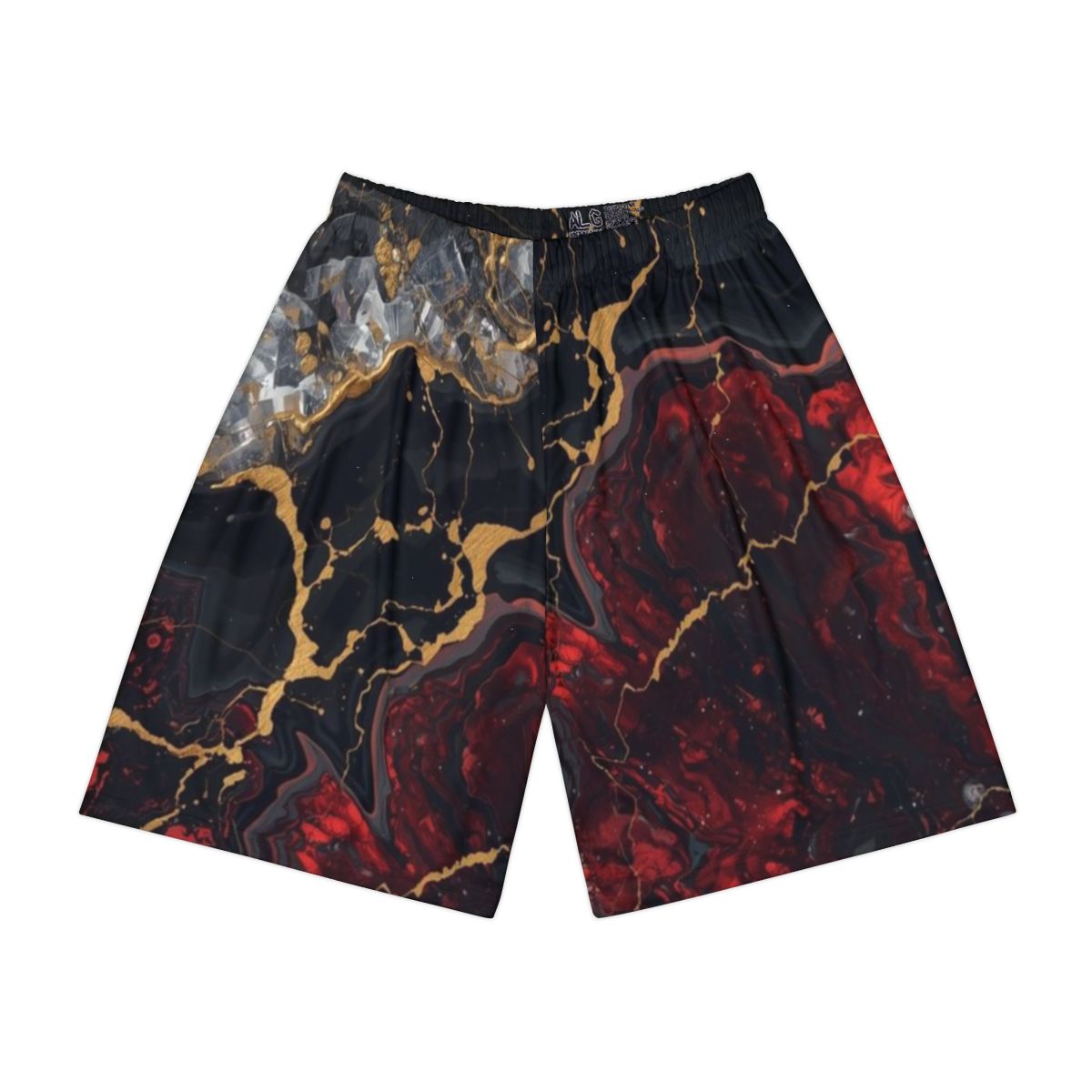 Crystal Red Black Gold Men's Workout Shorts