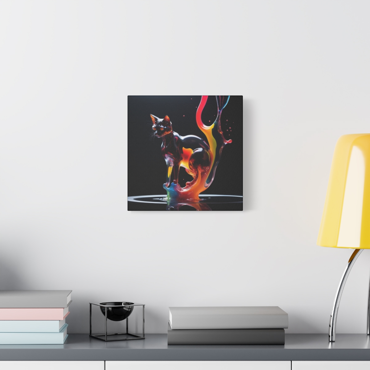 Stunning Unique Colorful Cat Glass Wall Art Canvas