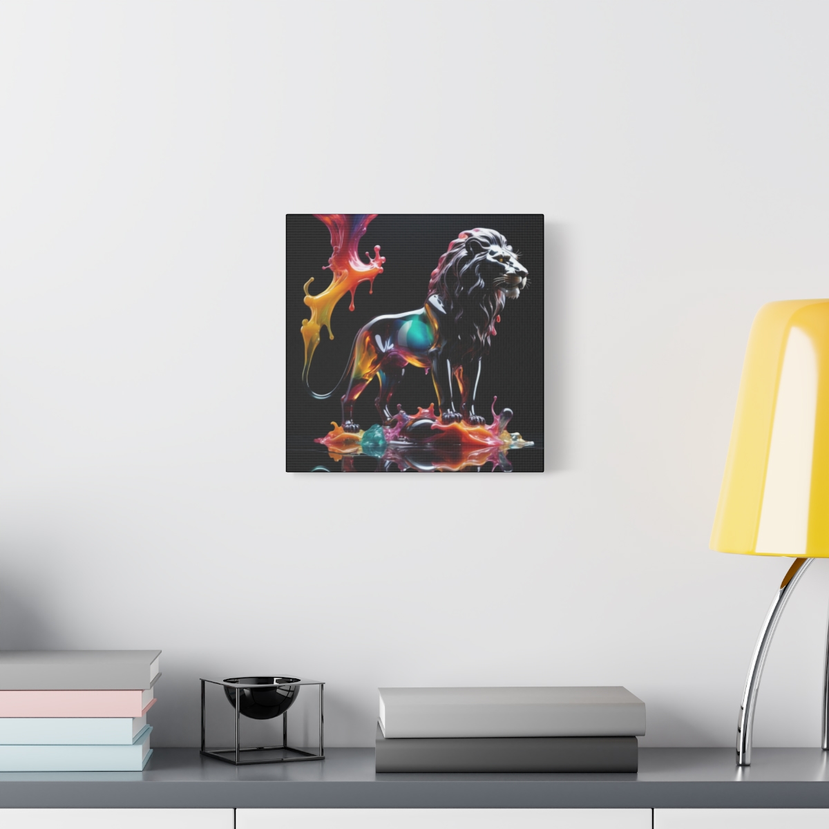 Stunning Unique Colorful Lion Glass Wall Art Canvas