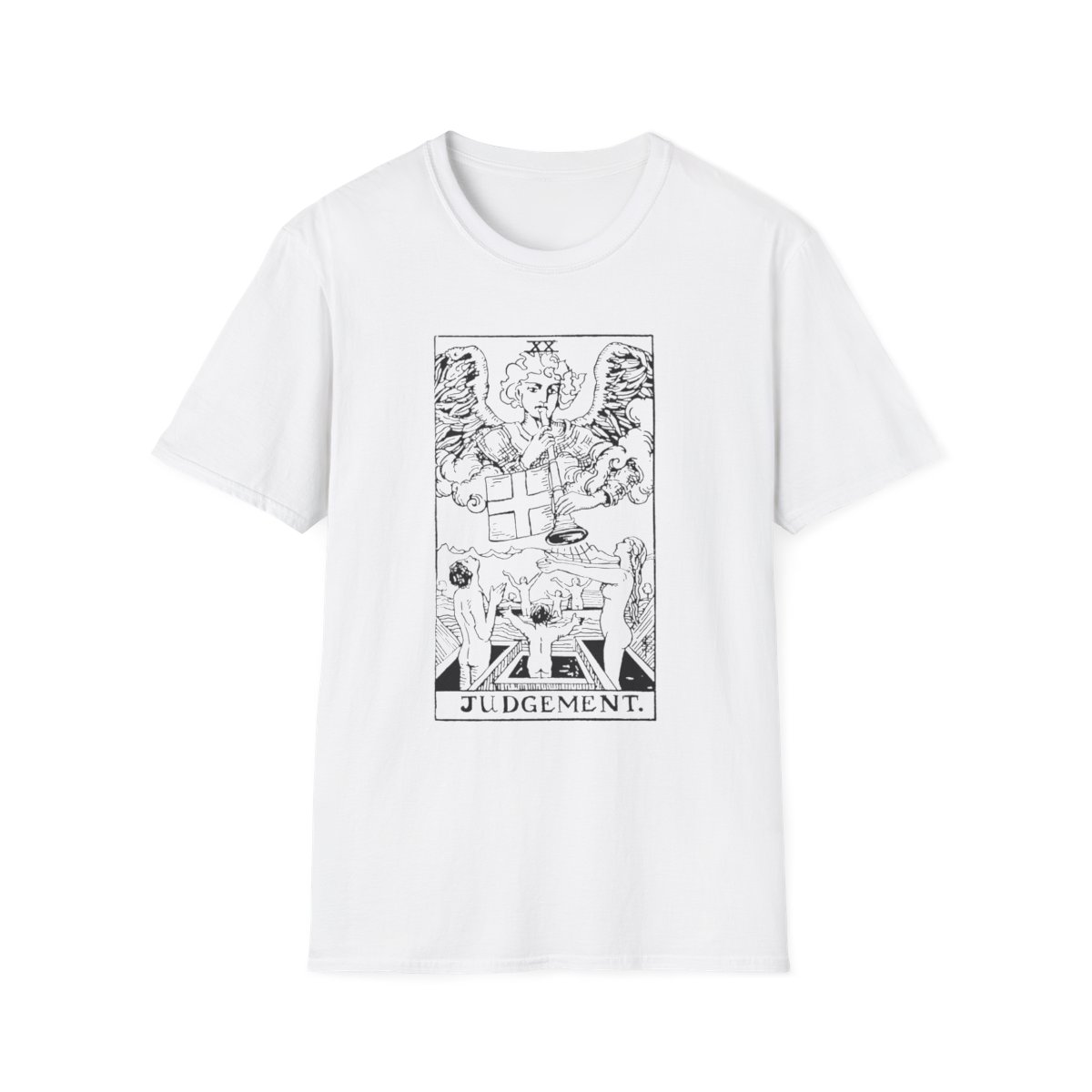 20 - The Judgement Black Vintage Tarot Card Softstyle T-Shirt