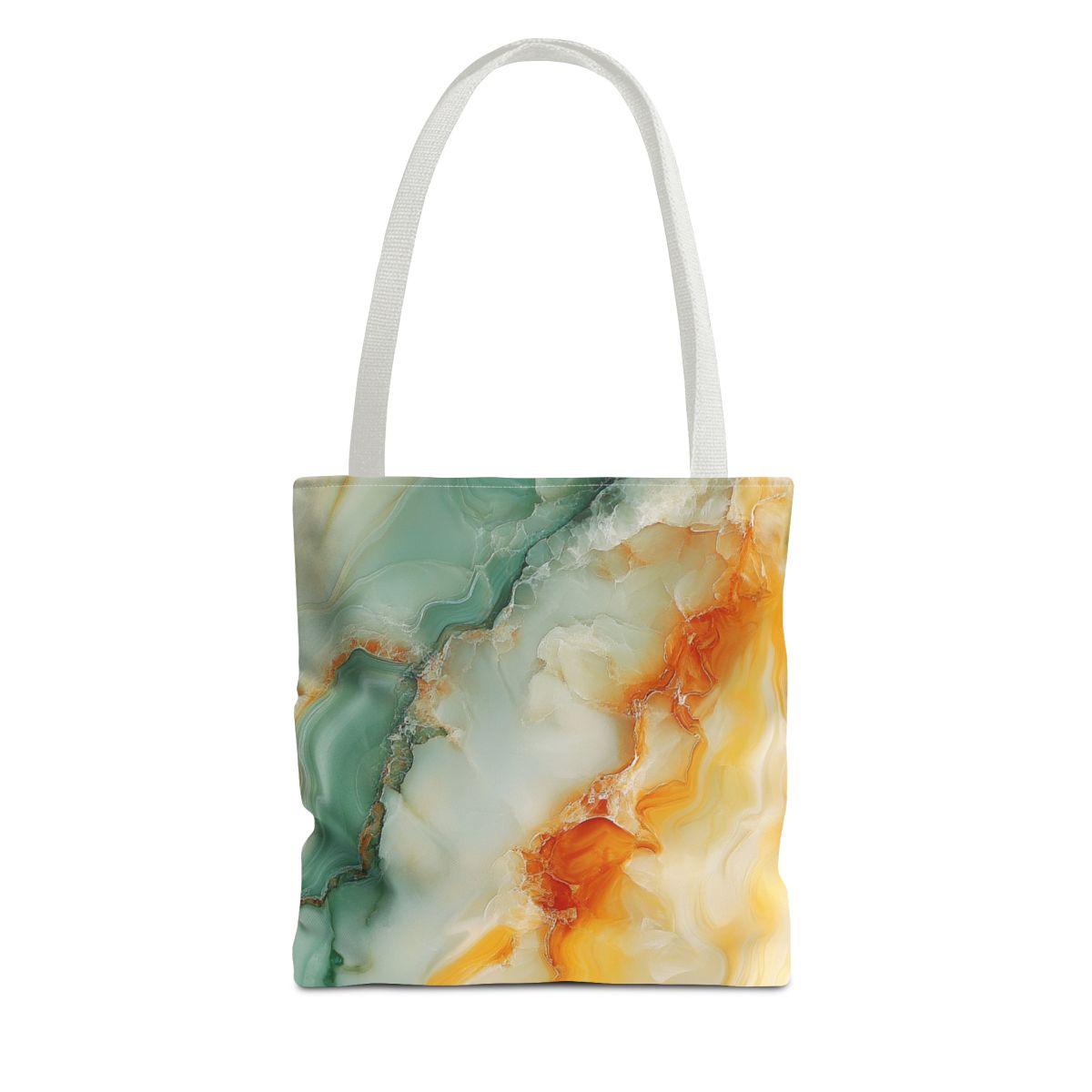 Stunning Green Orange Marbled Art Tote Bag