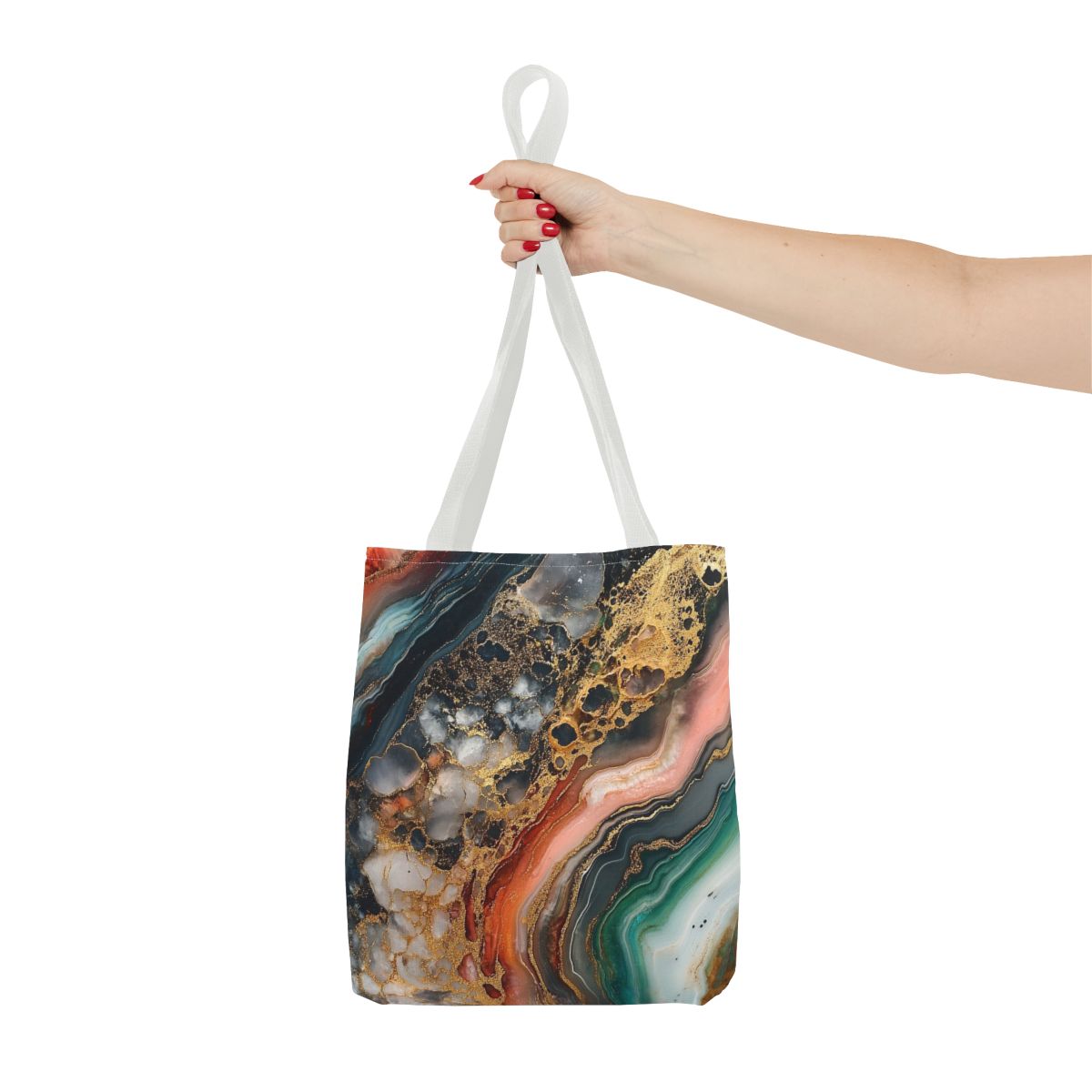 Beautiful Marbled Orange Green Crystal Art Tote Bag