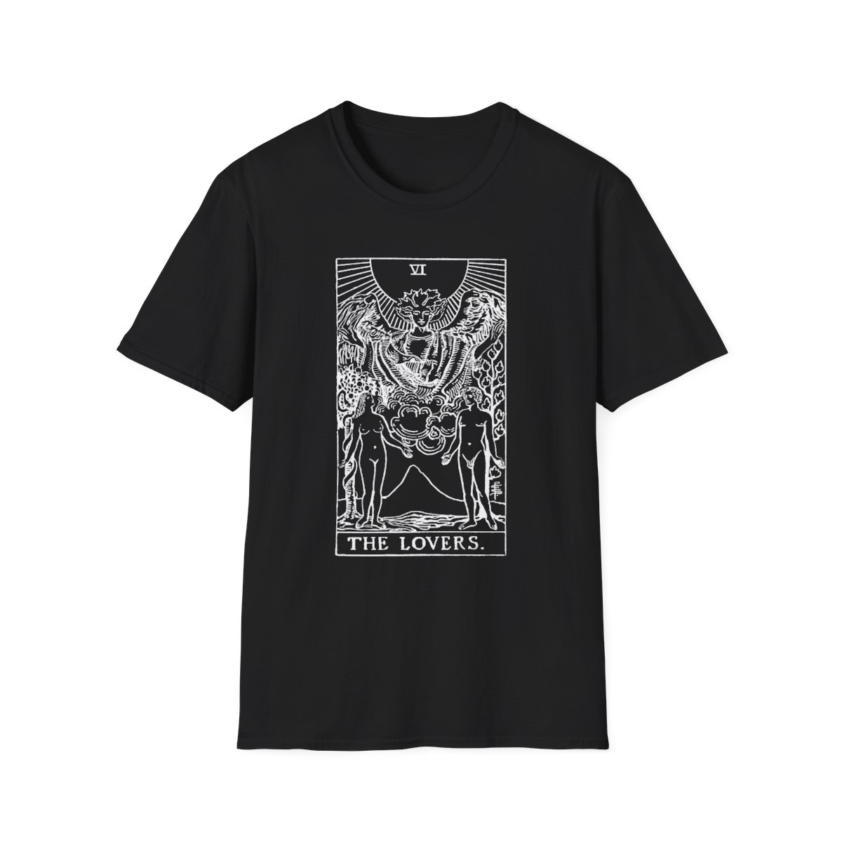 6 - The Lovers White Vintage Tarot Card Softstyle T-Shirt