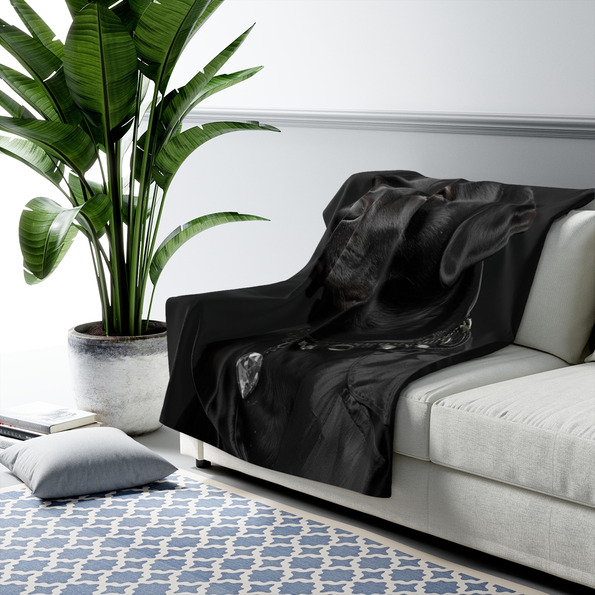 Luxury Black Labrador Fashion Sherpa Fleece Blanket