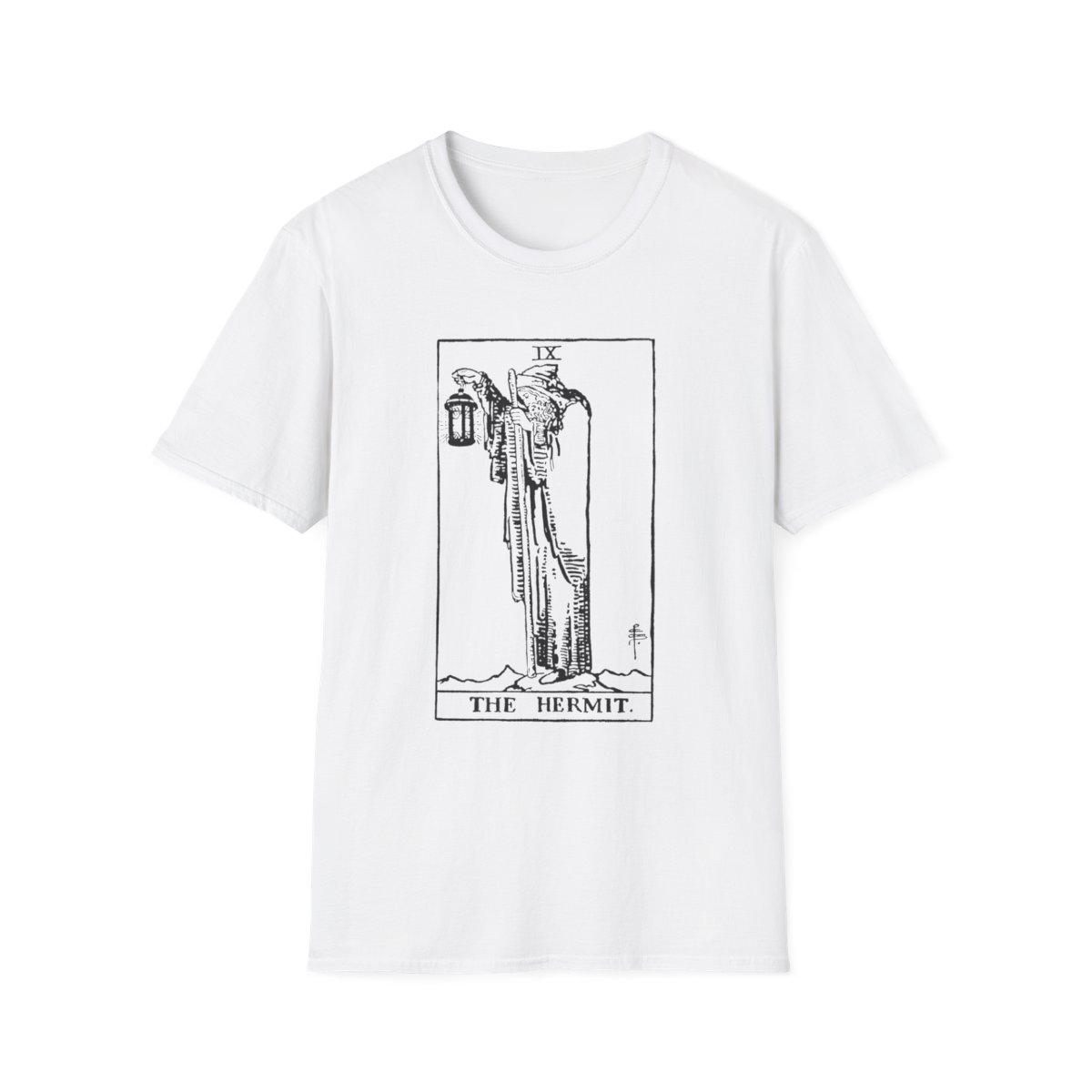 9 - The Hermit Black Vintage Tarot Card Softstyle T-Shirt